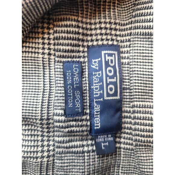 Polo Ralph Lauren Shirt Men's L Black/White Houndstooth Button Up Lowell Sport - Picture 3 of 11